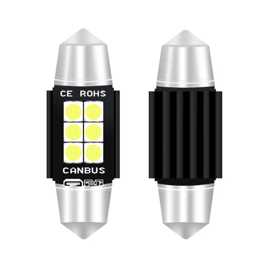 2 pièces 36mm DC12V-24V 3W 6000K 660LM 6LEDs SMD-3030 lampe de lecture de voiture/éclairage de plaque d'immatriculation