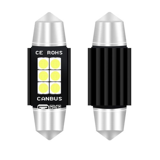 2 pièces 39mm DC12V-24V 3W 6000K 660LM 6LEDs SMD-3030 lampe de lecture de voiture/éclairage de plaque d'immatriculation