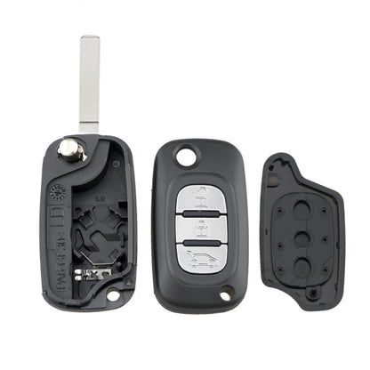 For RENAULT Clio / Megane / Kangoo / Modus Car Keys Replacement 3 Buttons Car Key Case with Foldable Key Blade by buy2fix