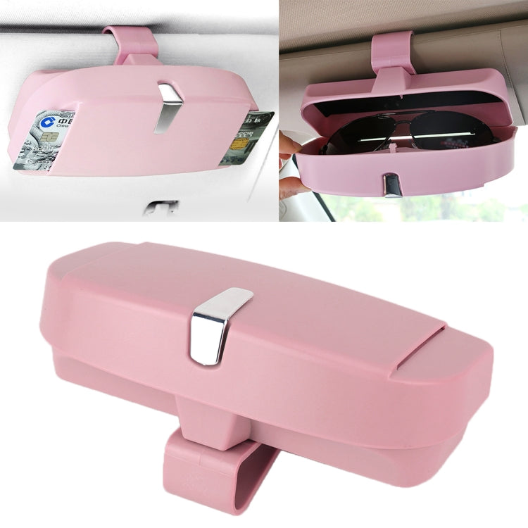 Car Multi-functional Glasses Case Sunglasses Box with Card Slot, Flat Style (Pink) by buy2fix