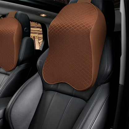 Four Seasons Breathable Memory Foam Car Neck Pillow Polyester Headrest (Coffee) by buy2fix