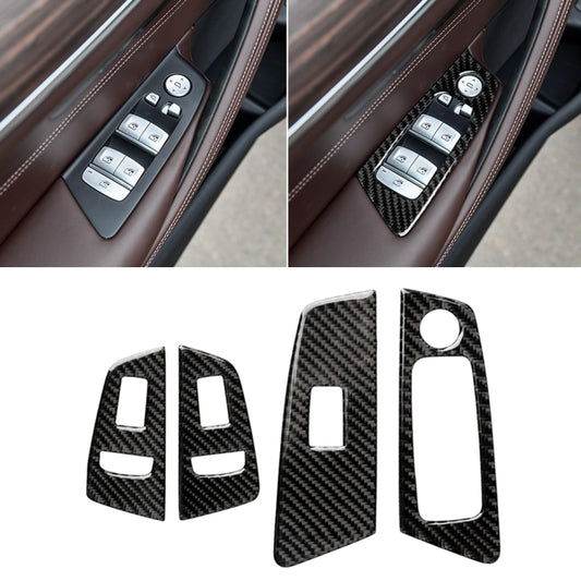 Car Carbon Fiber Door Window Lift Panel Decorative Sticker for BMW 5 Series G38 528Li / 530Li / 540Li 2018, Left Drive by buy2fix