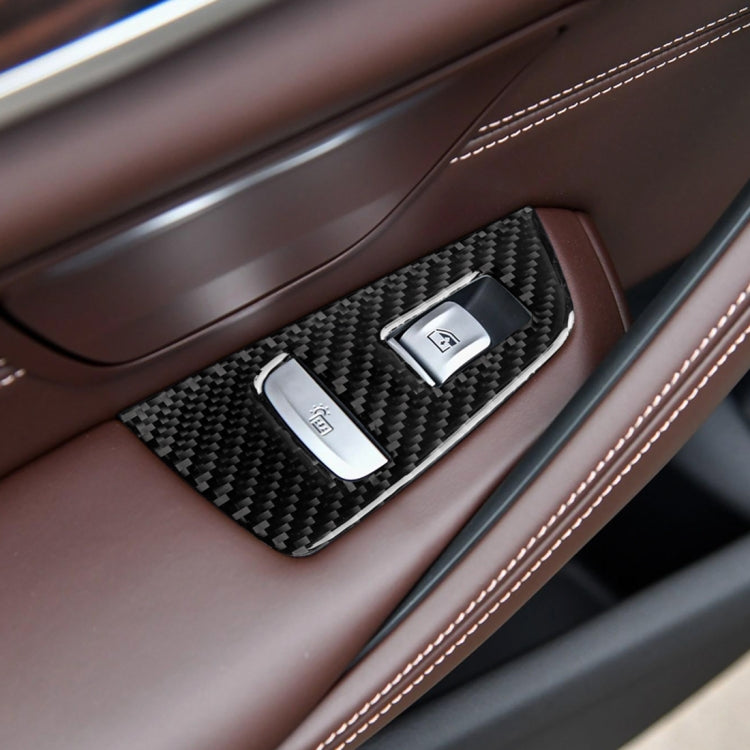 Car Carbon Fiber Door Window Lift Panel Decorative Sticker for BMW 5 Series G38 528Li / 530Li / 540Li 2018, Left Drive by buy2fix