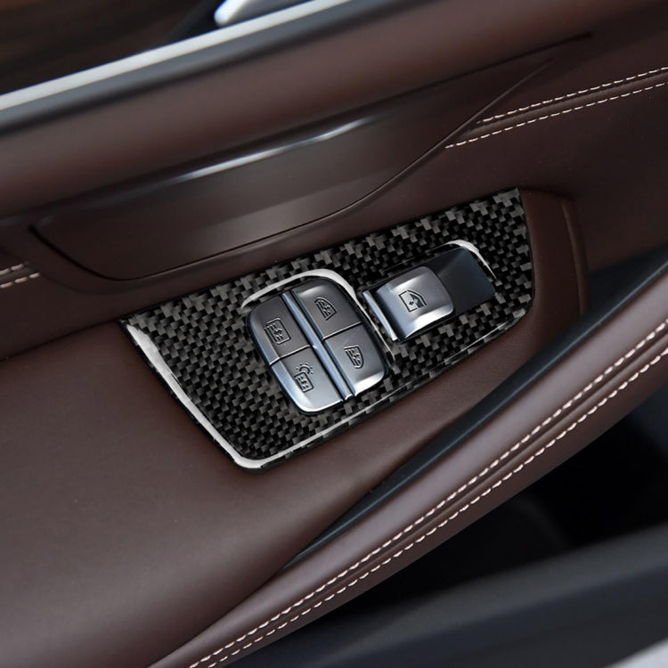 Car Carbon Fiber Door Window Lift Panel Decorative Sticker for BMW 5 Series G38 528Li / 530Li / 540Li 2018, Left Drive by buy2fix