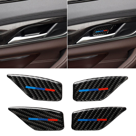 4 PCS Car Tricolor Carbon Fiber Door Inner Handle Wrist Panel Decorative Sticker for BMW 5 Series G38 528Li / 530Li / 540Li 2018 by buy2fix