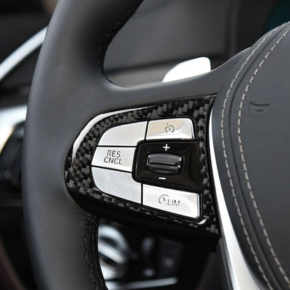 Car Carbon Fiber Steering Wheel Button Configuration B Decorative Sticker for BMW 5 Series G30/G38 X3 G01/G08 by buy2fix