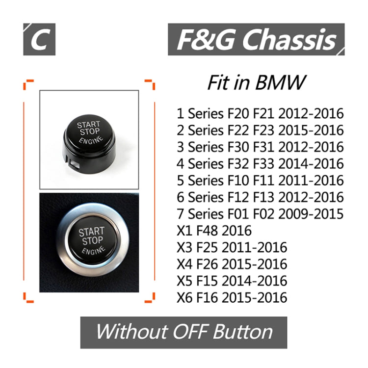 Car Engine Start Key Push Button Cover for BMW G / F Chassis, without Start and Stop (Black) by buy2fix