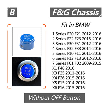 Car Engine Start Key Push Button Cover for BMW G / F Chassis, without Start and Stop (Blue) by buy2fix