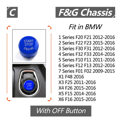 Car Engine Start Key Push Button Cover for BMW G / F Chassis,  with Start and Stop (Blue) - In Car by buy2fix | Online Shopping UK | buy2fix