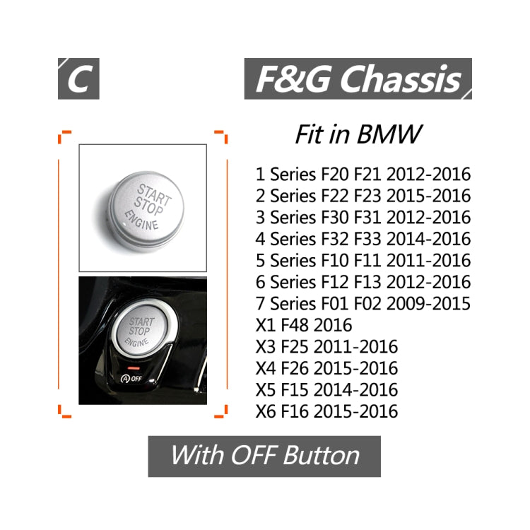 Car Engine Start Key Push Button Cover for BMW G / F Chassis, with Start and Stop (Silver) by buy2fix