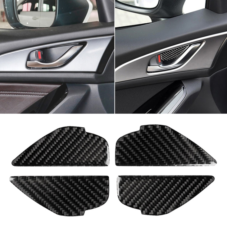 4 PCS Car Carbon Fiber Door Inner Handle Wrist Panel Decorative Sticker for Mazda Axela 2014 / 2017-2018 by buy2fix