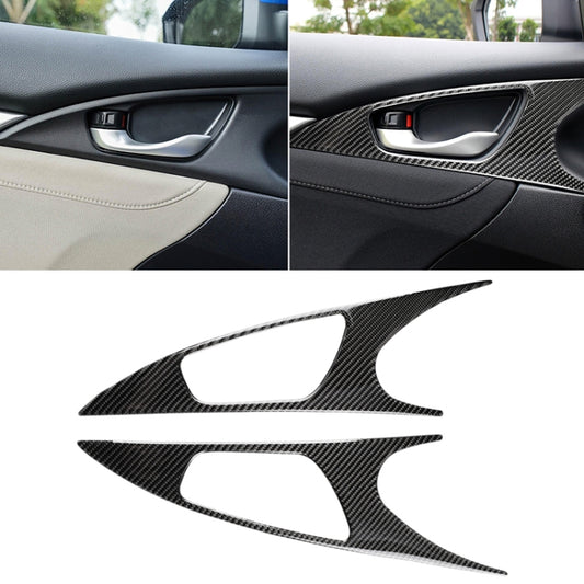 2 PCS Car Carbon Fiber Door Inner Handle Wrist Panel Decorative Sticker for Honda Tenth Generation Civic 2016-2019 by buy2fix