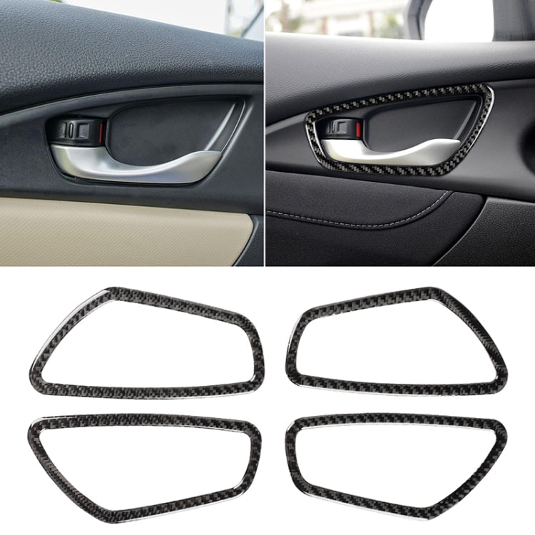 4 PCS Car Carbon Fiber Door Inner Wrist Frame Decorative Sticker for Honda Tenth Generation Civic 2016-2019 by buy2fix