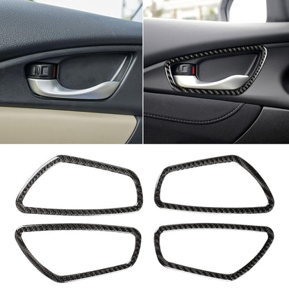 4 PCS Car Carbon Fiber Door Inner Wrist Frame Decorative Sticker for Honda Tenth Generation Civic 2016-2019 by buy2fix