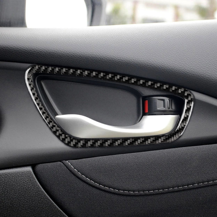 4 PCS Car Carbon Fiber Door Inner Wrist Frame Decorative Sticker for Honda Tenth Generation Civic 2016-2019 by buy2fix