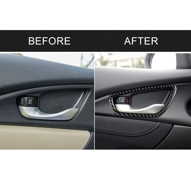 4 PCS Car Carbon Fiber Door Inner Wrist Frame Decorative Sticker for Honda Tenth Generation Civic 2016-2019 by buy2fix