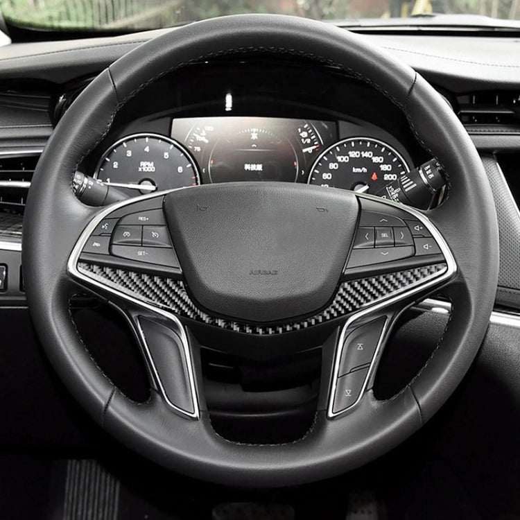 Car Carbon Fiber Steering Wheel Decorative Sticker for Cadillac XT5 2016-2017 by buy2fix