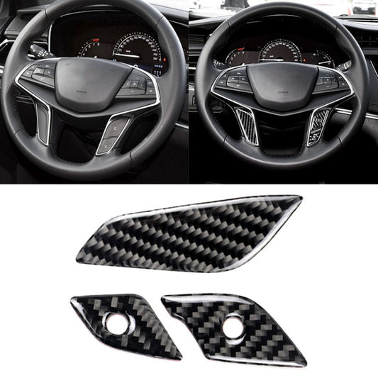 Car Carbon Fiber Steering Wheel Button Decorative Sticker for Cadillac XT5 2016-2017 by buy2fix