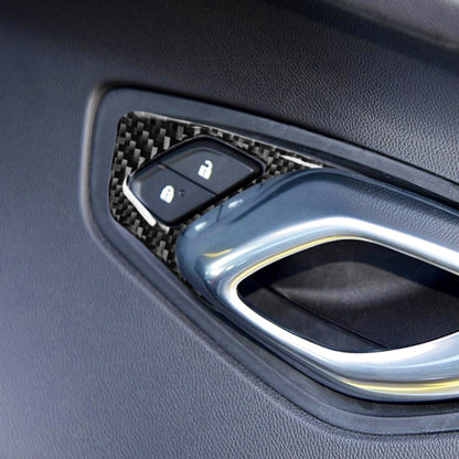 2 PCS Car Carbon Fiber Inner Door Lock Decorative Sticker for Chevrolet Camaro 2017-2019 by buy2fix