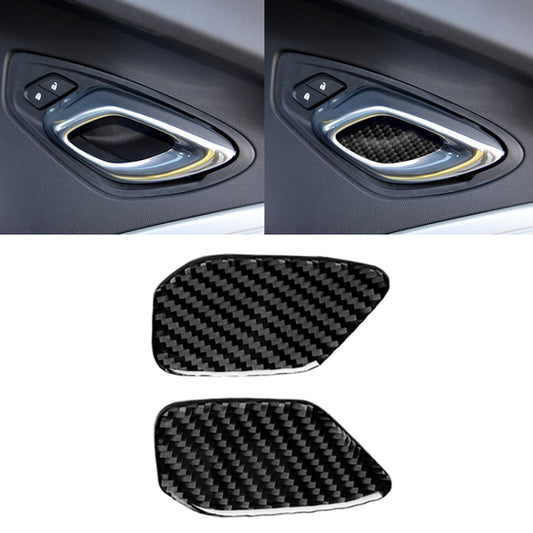 Car Carbon Fiber Door Inner Handle Wrist Panel Decorative Sticker for Chevrolet Camaro 2017-2019 by buy2fix