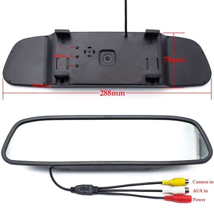 PZ604 170 Degree Car 4.3 inch Rearview Mirror Monitor with Square Camera - In Car by buy2fix | Online Shopping UK | buy2fix