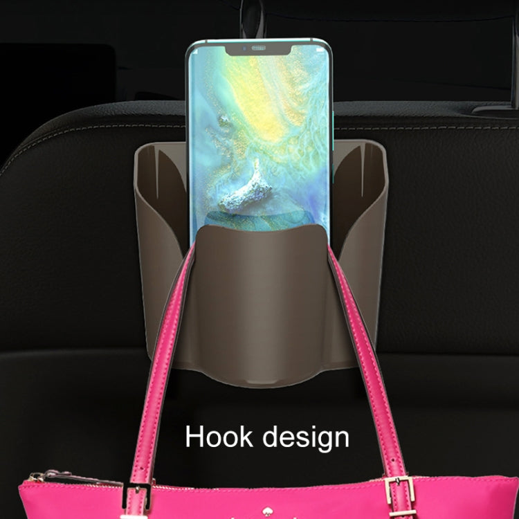 Car Back Seat Hook Trash Rubbish Garbage Can Mobile Phone Holder Storage Box (Brown) by buy2fix