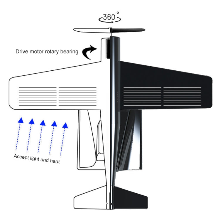 Car Interior Decoration Accessories Aircraft Model Ornaments Propeller Rotating Solar Energy Ornament (Silver) by buy2fix