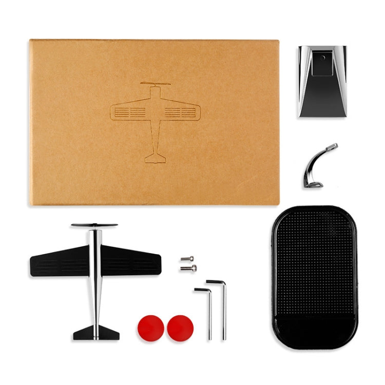 Car Interior Decoration Accessories Aircraft Model Ornaments Propeller Rotating Solar Energy Ornament (Silver) by buy2fix