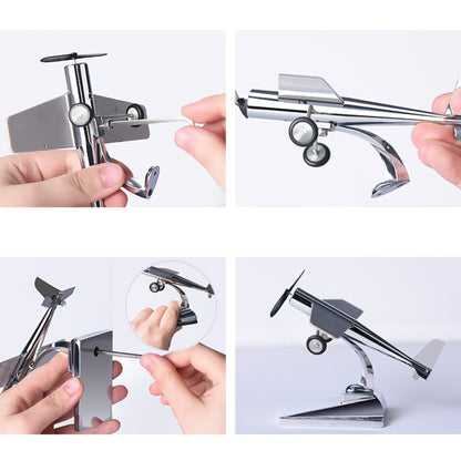 Car Interior Decoration Accessories Aircraft Model Ornaments Propeller Rotating Solar Energy Ornament (Silver) by buy2fix