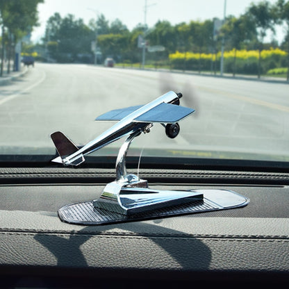 Car Interior Decoration Accessories Aircraft Model Ornaments Propeller Rotating Solar Energy Ornament (Silver) by buy2fix