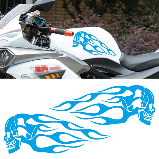 Motorcycle Styling Skull Head PVC Sticker Auto Decorative Sticker (Blue)