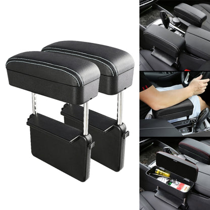 2 PCS Universal Car PU Leather Wrapped Armrest Box Cushion Car Armrest Box Mat with Storage Box (Black White) by buy2fix