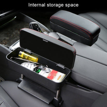 2 PCS Universal Car PU Leather Wrapped Armrest Box Cushion Car Armrest Box Mat with Storage Box (Black White) by buy2fix