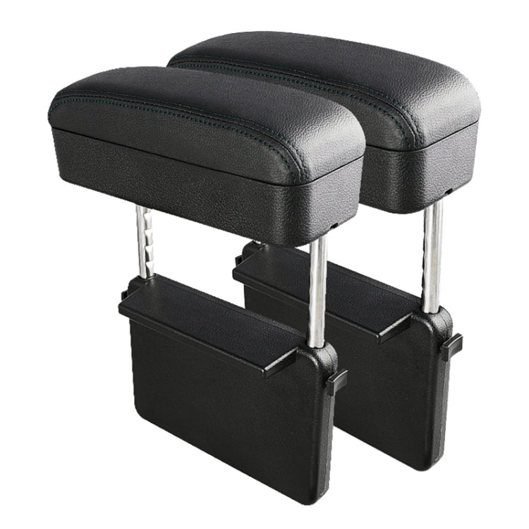 2 PCS Universal Car PU Leather Wrapped Armrest Box Cushion Car Armrest Box Mat with Storage Box (Black) by buy2fix