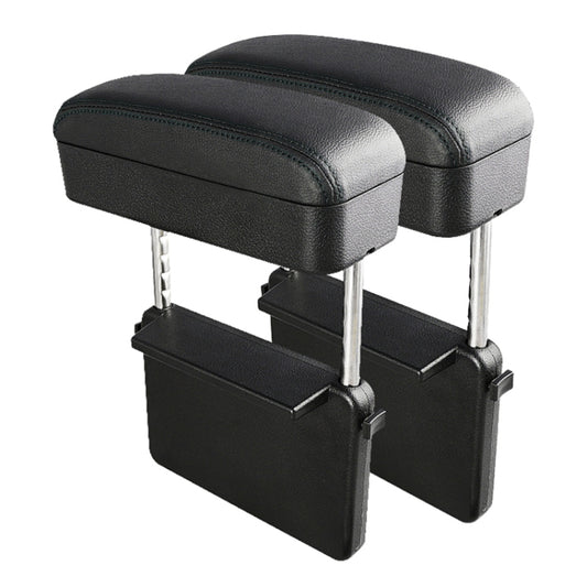 2 PCS Universal Car PU Leather Wrapped Armrest Box Cushion Car Armrest Box Mat with Storage Box (Black) by buy2fix