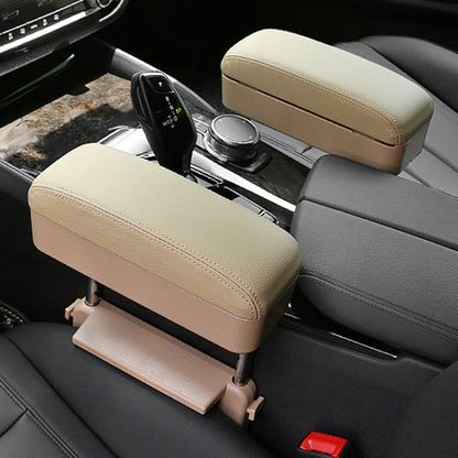 2 PCS Universal Car PU Leather Wrapped Armrest Box Cushion Car Armrest Box Mat with Storage Box (Beige) by buy2fix