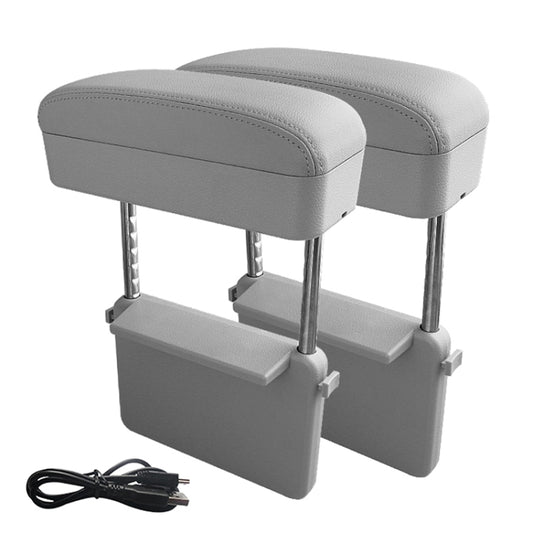 2 PCS Universal Car Wireless Qi Standard Charger PU Leather Wrapped Armrest Box Cushion Car Armrest Box Mat with Storage Box (Grey) by buy2fix