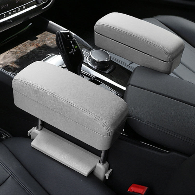 2 PCS Universal Car Wireless Qi Standard Charger PU Leather Wrapped Armrest Box Cushion Car Armrest Box Mat with Storage Box (Grey) by buy2fix