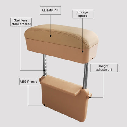 2 PCS Universal Car Wireless Qi Standard Charger PU Leather Wrapped Armrest Box Cushion Car Armrest Box Mat with Storage Box (Beige) by buy2fix