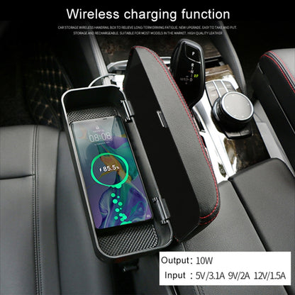 2 PCS Universal Car Wireless Qi Standard Charger PU Leather Wrapped Armrest Box Cushion Car Armrest Box Mat with Storage Box (Brown) by buy2fix