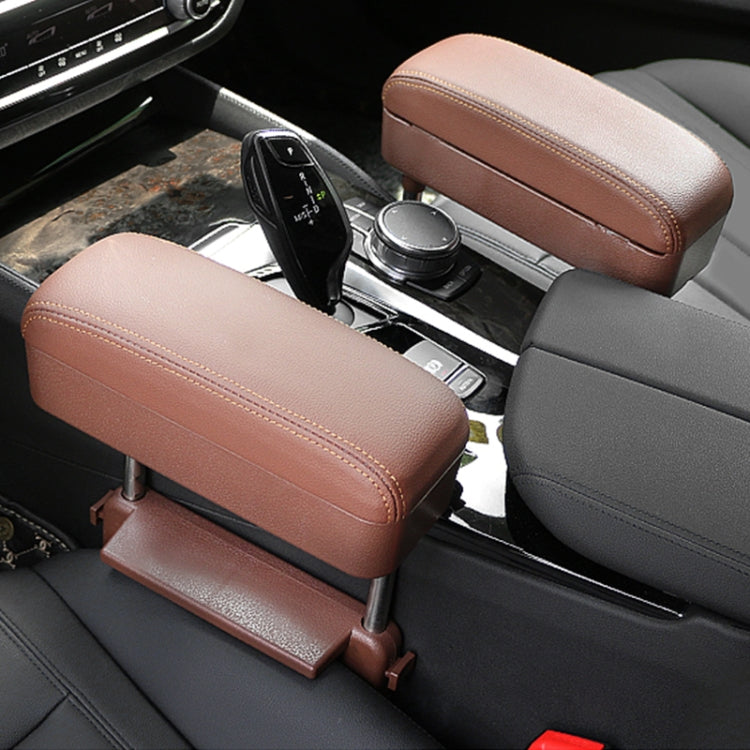 2 PCS Universal Car Wireless Qi Standard Charger PU Leather Wrapped Armrest Box Cushion Car Armrest Box Mat with Storage Box (Brown) by buy2fix