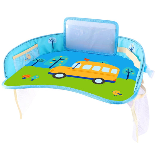 Children Waterproof Dining Table Toy Organizer Baby Safety Tray Tourist Painting Holder with Touch Screen Transparent Bag (School Bus) by buy2fix