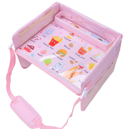 Children Waterproof Dining Table Toy Organizer Baby Safety Tray Tourist Painting Holder (Pink Food) by buy2fix