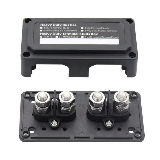 Max DC 48V 200A Heavy-Duty Module Design Bus Bar 4 M10 Terminal Studs Box Busbar for Car / RV / Boat by buy2fix