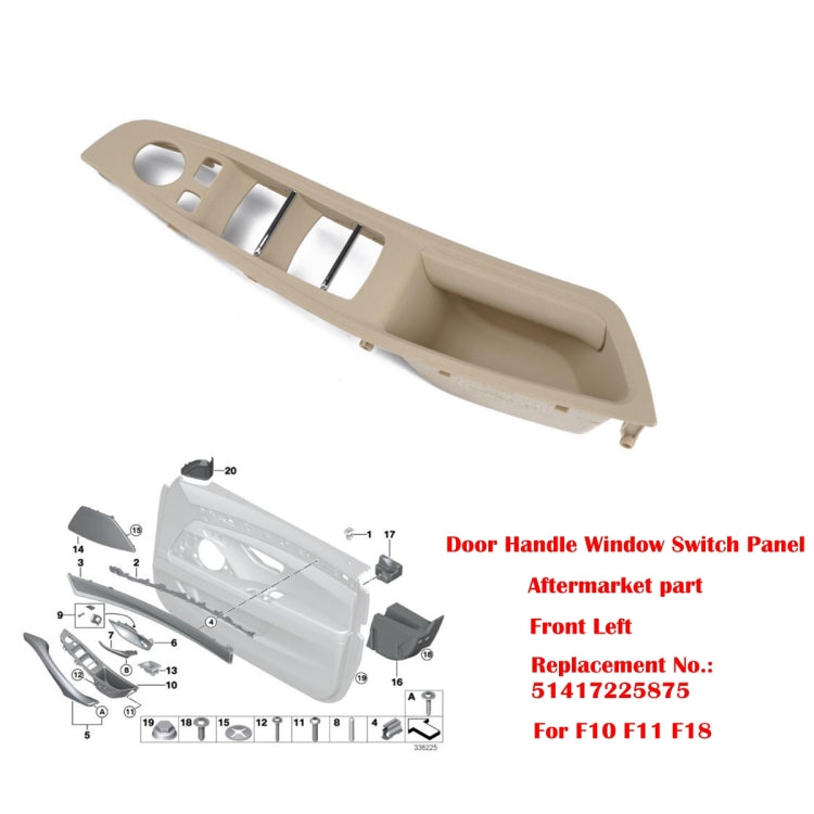 Door Left Front Handle Window Switch Panel 51417225875 for BMW 5 Series(Beige) - In Car by buy2fix | Online Shopping UK | buy2fix