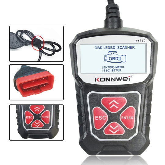 KONNWEI KW310 OBD Auto Fehlerdetektor Codeleser ELM327 OBD2 Scanner Diagnosewerkzeug (Schwarz)