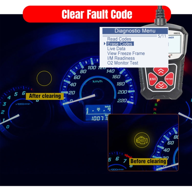 KONNWEI KW310 OBD Car Fault Detector Code Reader ELM327 OBD2 Scanner Diagnostic Tool(Black) - In Car by KONNWEI | Online Shopping UK | buy2fix