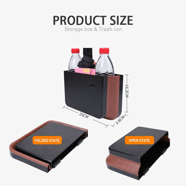 929 Car Foldable Hanging Trash Can Storage Bin with Small Table (Black) by buy2fix