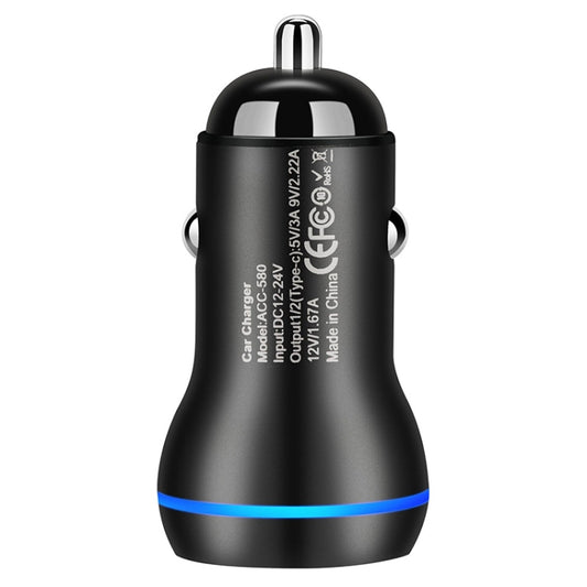 ACC-580 PD 40W Dual Type-C / USB-C Ports Fast Charging Car Charger(Black) by buy2fix