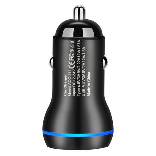 ACC-581 PD 20W + QC3.0 Type-C / USB-C + USB Fast Charging Car Charger (Black) by buy2fix